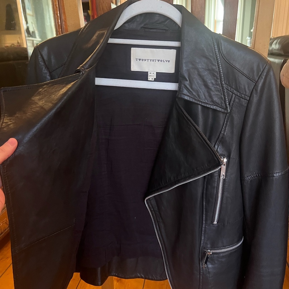 Real Leather Motorcycle Jacket - Black, Size S, in Great Condition